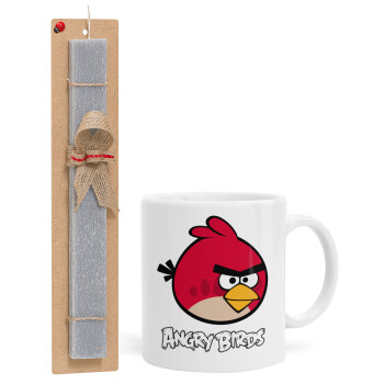 Angry birds Terence, Πασχαλινό Σετ, Κούπα κεραμική (330ml) & πασχαλινή λαμπάδα αρωματική πλακέ (30cm) (ΓΚΡΙ)
