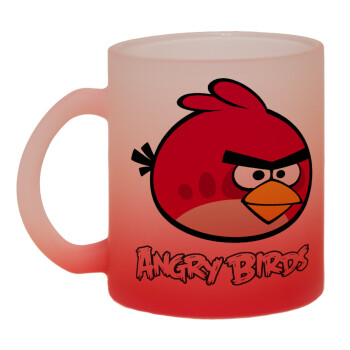 Angry birds Terence, Κούπα γυάλινη δίχρωμη με βάση το κόκκινο ματ, 330ml
