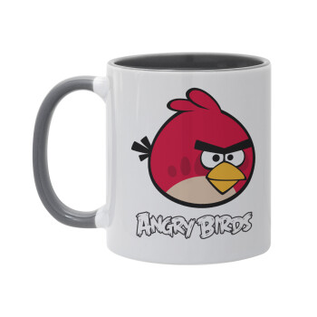 Angry birds Terence, Κούπα χρωματιστή γκρι, κεραμική, 330ml