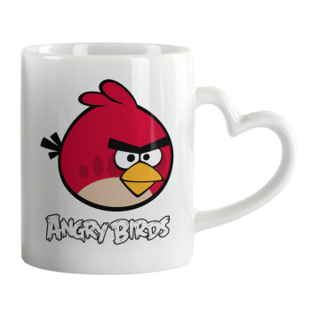 Angry birds Terence, Κούπα καρδιά χερούλι λευκή, κεραμική, 330ml