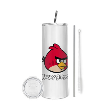 Angry birds Terence, Eco friendly stainless steel tumbler 600ml, with metal straw & cleaning brush