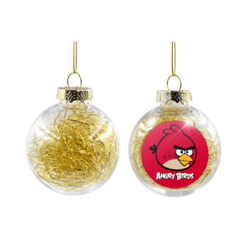 Angry birds Terence, Χριστουγεννιάτικη μπάλα δένδρου διάφανη με χρυσό γέμισμα 8cm