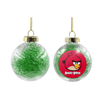 Angry birds Terence, Transparent Christmas tree ball ornament with green filling 8cm