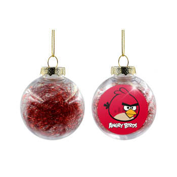 Angry birds Terence, Χριστουγεννιάτικη μπάλα δένδρου διάφανη με κόκκινο γέμισμα 8cm