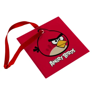 Angry birds Terence, Στολίδι Χριστουγεννιάτικο στολίδι γυάλινο τετράγωνο 9x9cm