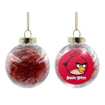 Angry birds Terence, Transparent Christmas tree ball ornament with red filling 8cm