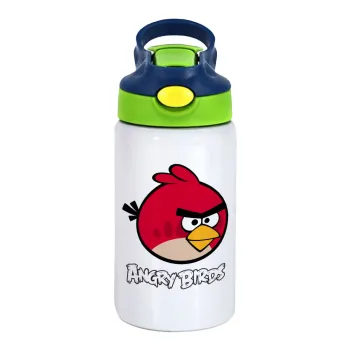 Angry birds Terence, Παιδικό παγούρι θερμό, ανοξείδωτο, με καλαμάκι ασφαλείας, πράσινο/μπλε (350ml)