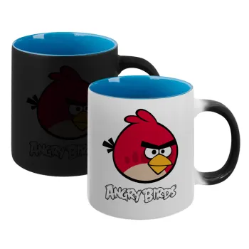 Angry birds Terence, Κούπα Μαγική εσωτερικό μπλε, κεραμική 330ml που αλλάζει χρώμα με το ζεστό ρόφημα
