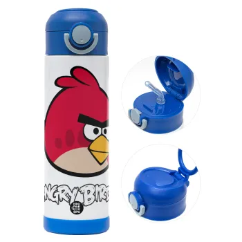 Angry birds Terence, Παιδικό παγούρι θερμό, ανοξείδωτο, με καλαμάκι ασφαλείας, ΜΠΛΕ (500ml)
