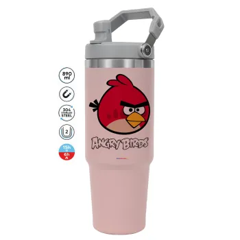 Angry birds Terence, ΡΟΖ χρώματος Θερμός Ανοξείδωτο 890ml (30oz) με χερούλι