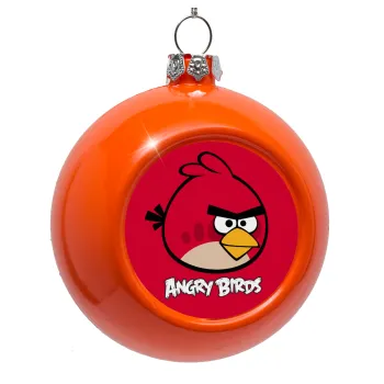 Angry birds Terence, Στολίδι Χριστουγεννιάτικη μπάλα δένδρου Πορτοκαλί 8cm