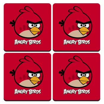Angry birds Terence, ΣΕΤ 4 Σουβέρ ξύλινα τετράγωνα (9cm)