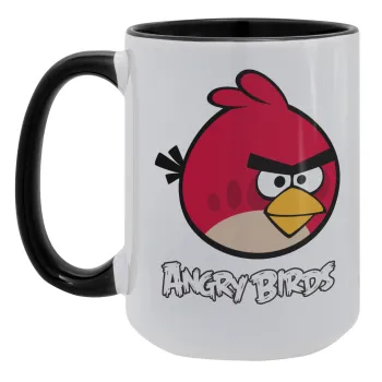 Angry birds Terence, Κούπα Mega 15oz, κεραμική Μαύρη, 450ml