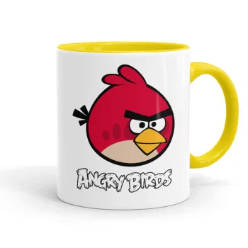 Angry birds Terence, Κούπα χρωματιστή κίτρινη, κεραμική, 330ml