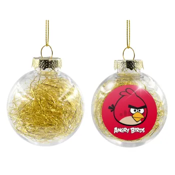 Angry birds Terence, Transparent Christmas tree ball ornament with gold filling 8cm