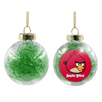 Angry birds Terence, Transparent Christmas tree ball ornament with green filling 8cm