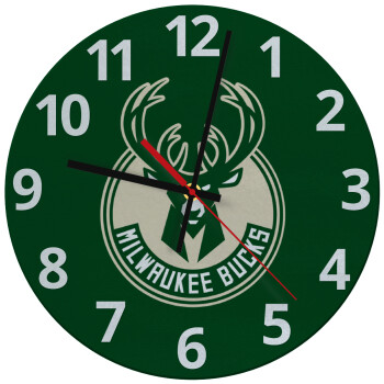Milwaukee bucks, Ρολόι τοίχου γυάλινο (30cm)