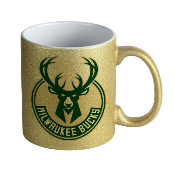 Milwaukee bucks, Κούπα Χρυσή Glitter που γυαλίζει, κεραμική, 330ml