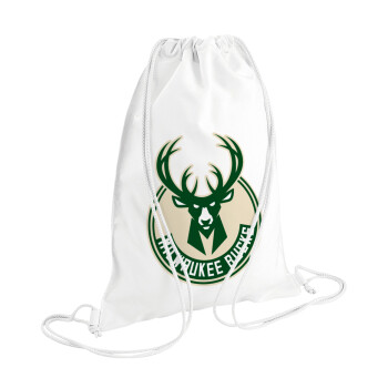 Milwaukee bucks, Τσάντα πλάτης πουγκί GYMBAG λευκή (28x40cm)