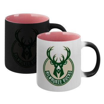 Milwaukee bucks, Κούπα Μαγική εσωτερικό ΡΟΖ, κεραμική 330ml που αλλάζει χρώμα με το ζεστό ρόφημα