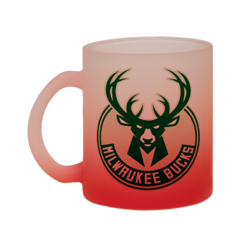 Milwaukee bucks, Κούπα γυάλινη δίχρωμη με βάση το κόκκινο ματ, 330ml