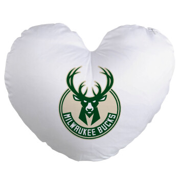 Milwaukee bucks, Μαξιλάρι καναπέ καρδιά 40x40cm περιέχεται το  γέμισμα