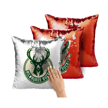 Milwaukee bucks, Μαξιλάρι καναπέ Μαγικό Κόκκινο με πούλιες 40x40cm περιέχεται το γέμισμα