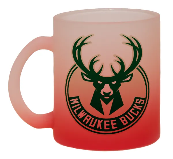 Milwaukee bucks — Κούπα γυάλινη δίχρωμη με βάση το κόκκινο ματ, 330ml