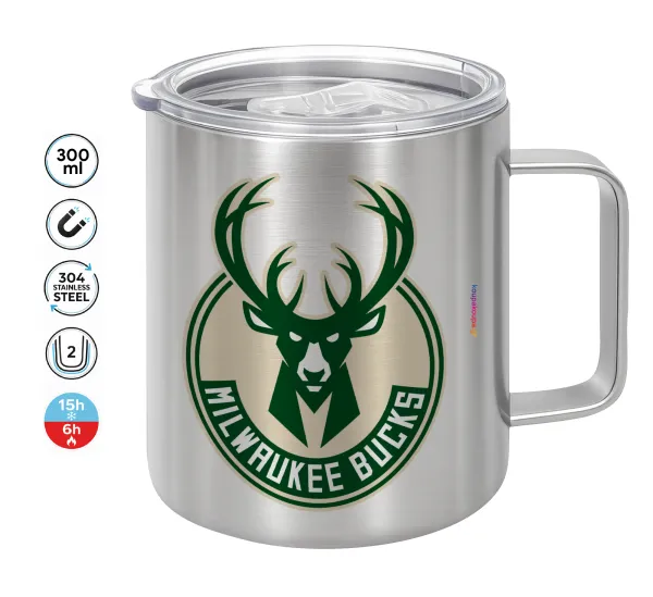 Milwaukee bucks — Double-walled stainless steel mug 300ml with temperature-retaining lid