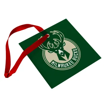 Milwaukee bucks, Christmas ornament, glass square ornament 9x9cm