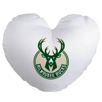 Milwaukee bucks, Μαξιλάρι καναπέ καρδιά 40x40cm περιέχεται το  γέμισμα