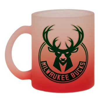 Milwaukee bucks, Κούπα γυάλινη δίχρωμη με βάση το κόκκινο ματ, 330ml
