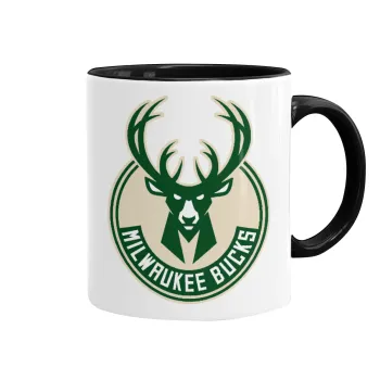 Milwaukee bucks, Κούπα χρωματιστή μαύρη, κεραμική, 330ml