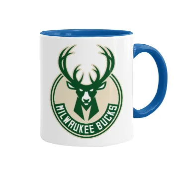 Milwaukee bucks, Κούπα χρωματιστή μπλε, κεραμική, 330ml