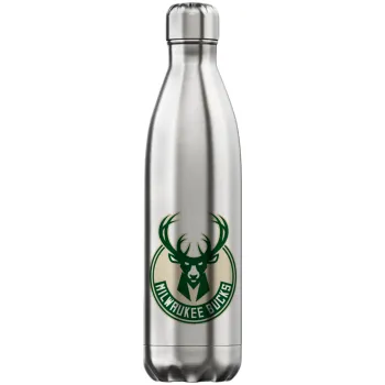 Milwaukee bucks, Μεταλλικό παγούρι θερμός Inox (Stainless steel), διπλού τοιχώματος, 750ml