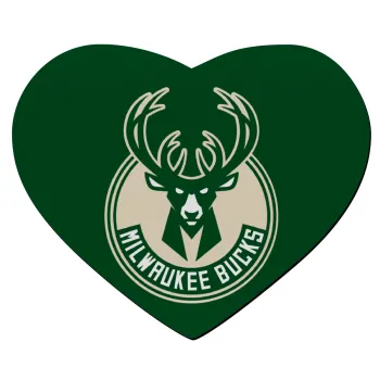 Milwaukee bucks, Mousepad heart 23x20cm