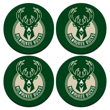 Milwaukee bucks, ΣΕΤ 4 Σουβέρ ξύλινα στρογγυλά (9cm)