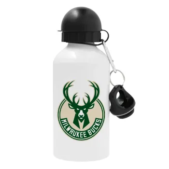 Milwaukee bucks, Metal water bottle, White, aluminum 500ml