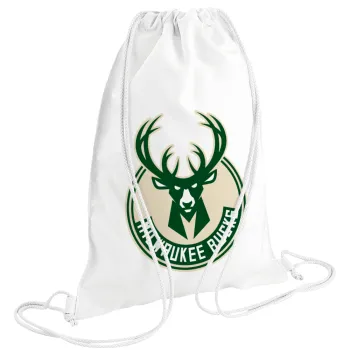Milwaukee bucks, Backpack pouch GYMBAG white (28x40cm)