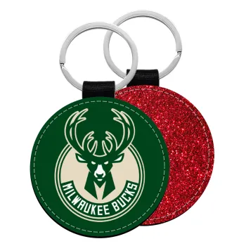 Milwaukee bucks, Μπρελόκ Δερματίνη, στρογγυλό ΚΟΚΚΙΝΟ (5cm)