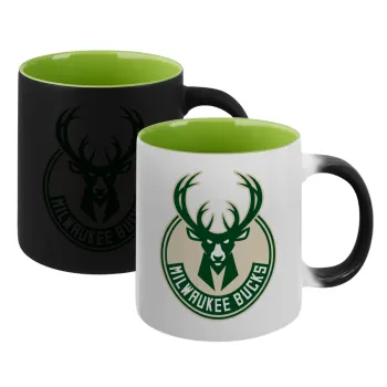Milwaukee bucks, Κούπα Μαγική εσωτερικό πράσινο, κεραμική 330ml που αλλάζει χρώμα με το ζεστό ρόφημα