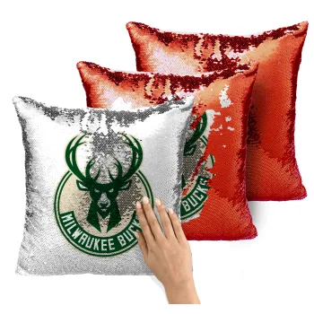 Milwaukee bucks, Μαξιλάρι καναπέ Μαγικό Κόκκινο με πούλιες 40x40cm περιέχεται το γέμισμα