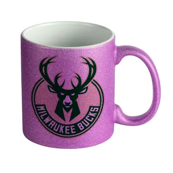 Milwaukee bucks, Κούπα Μωβ Glitter που γυαλίζει, κεραμική, 330ml
