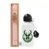 Easter Set, metallic aluminum bottle (500ml) & aromatic flat Easter candle (30cm) (PINK)