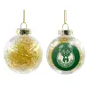 Transparent Christmas tree ball ornament with gold filling 8cm