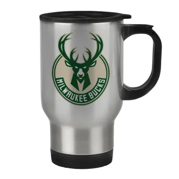 Milwaukee bucks, Κούπα ταξιδιού ανοξείδωτη με καπάκι, διπλού τοιχώματος (θερμό) 450ml