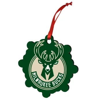 Milwaukee bucks, Christmas ornament snowflake wooden 7.5cm