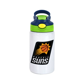 Phoenix Suns, Παιδικό παγούρι θερμό, ανοξείδωτο, με καλαμάκι ασφαλείας, πράσινο/μπλε (350ml)
