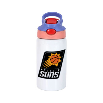 Phoenix Suns, Children's hot water bottle, stainless steel, with safety straw, pink/purple (350ml)