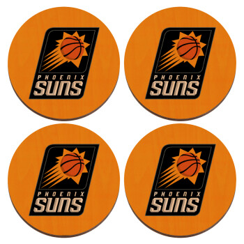 Phoenix Suns, ΣΕΤ x4 Σουβέρ ξύλινα στρογγυλά plywood (9cm)